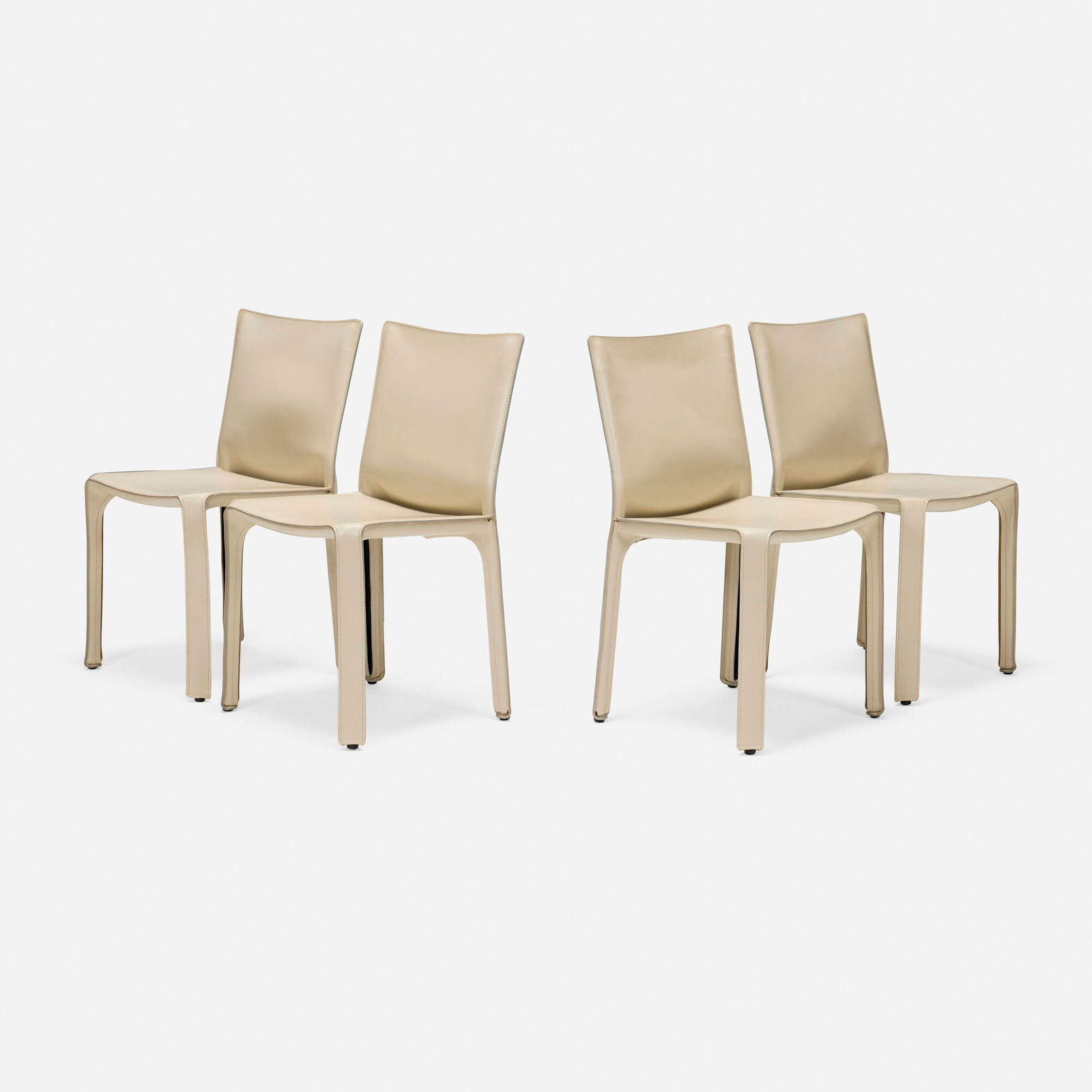 Mario Bellini, Cab chairs model 412, set of four: Mario Bellini Cab chairs model 412, set of four CassinaItaly, 1976 / c. 1995leather over enameled steel, plastic 32.5 h x 18.75 w x 16.75 d in (83 x 48 x 43 cm) Molded manufacturer's mar