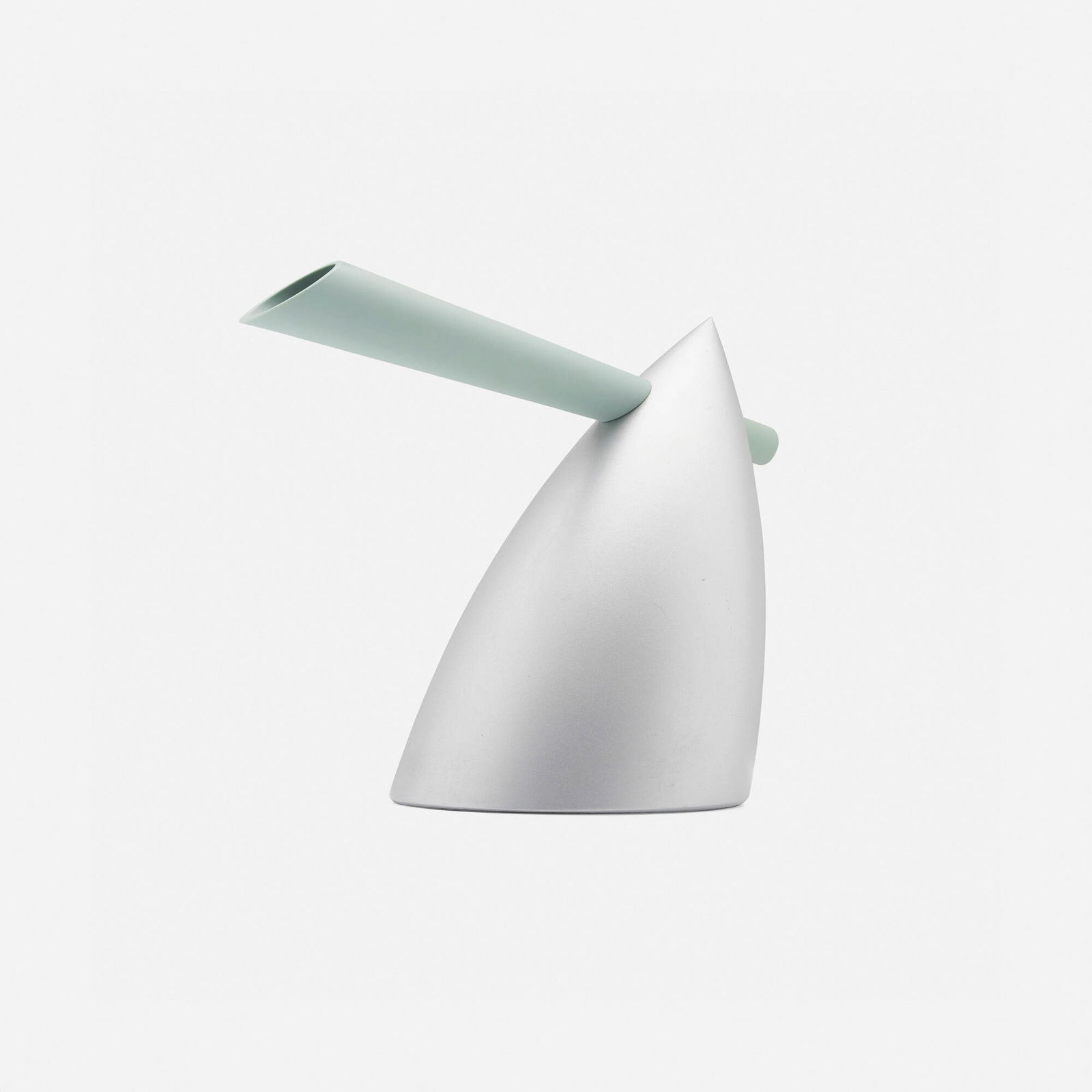 Philippe Starck, Hot Bertaa tea kettle: Philippe Starck Hot Bertaa tea kettle AlessiFrance / Italy, 1987aluminum, plastic 9.75 h x 12.5 w x 6.5 d in (25 x 32 x 17 cm) Impressed manufacturer's mark to underside 'Alessi'.