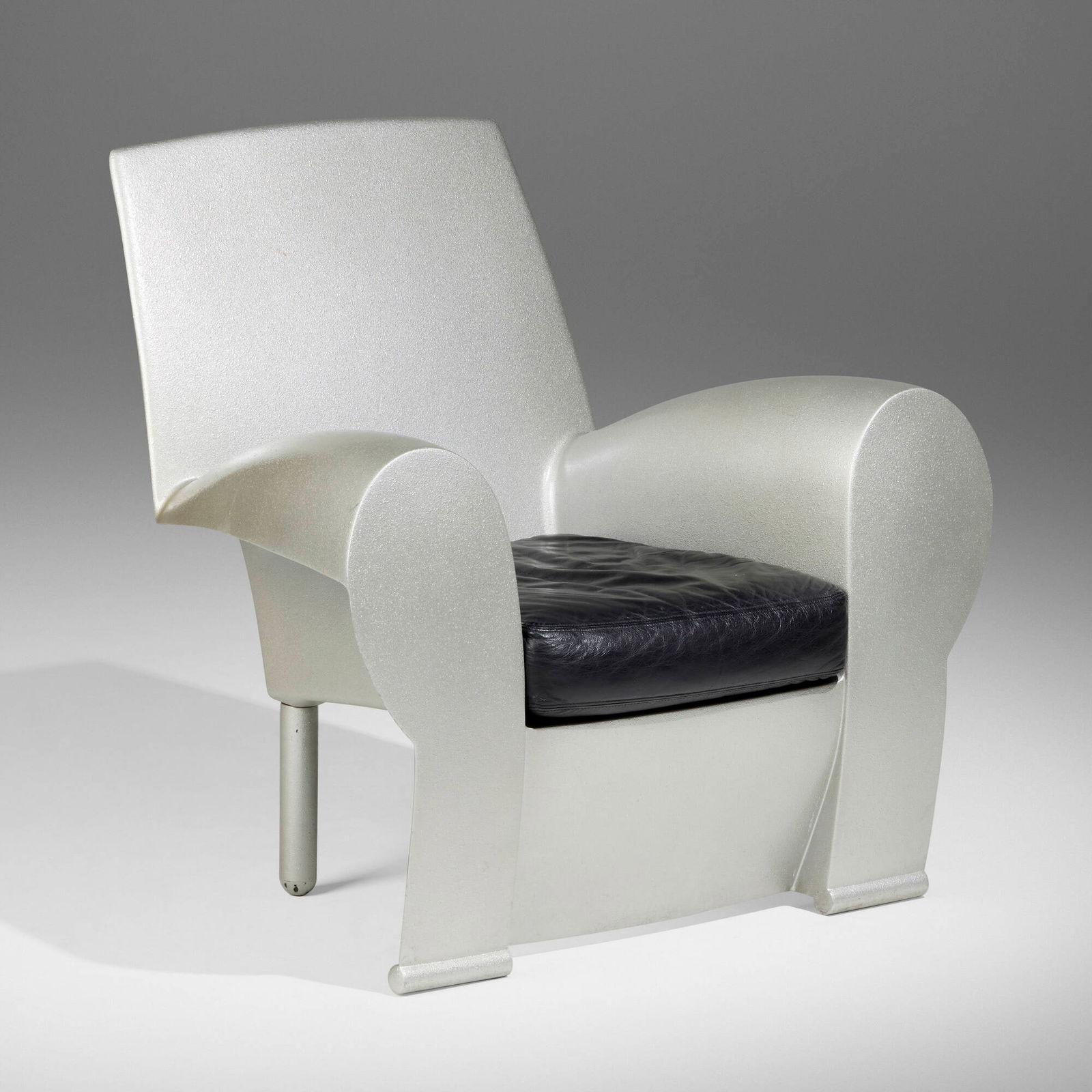 Philippe Starck, Richard III lounge chair: Philippe Starck Richard III lounge chair Baleri ItaliaFrance / Italy, 1983polyurethane, leather upholstery 36 h x 36.5 w x 32 d in (91 x 93 x 81 cm) Impressed signature to back 'Baleri I