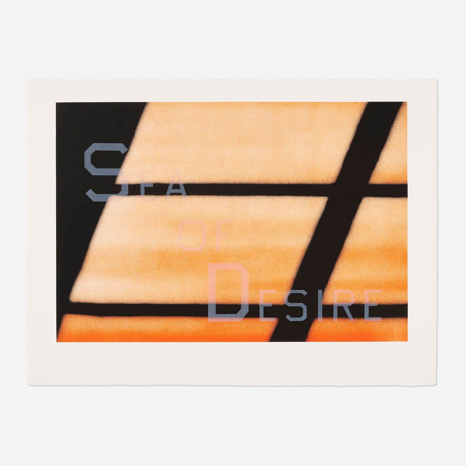 Ed Ruscha, Sea of Desire: Ed Ruscha Sea of Desire 1984lithograph in colors on BFK Rives image: 17.5 h x 25.75 w in (44 x 65 cm) sheet: 22.375 h x 30 w in (57 x 76 cm) Signed, dated and numbered to lower margin '23/2