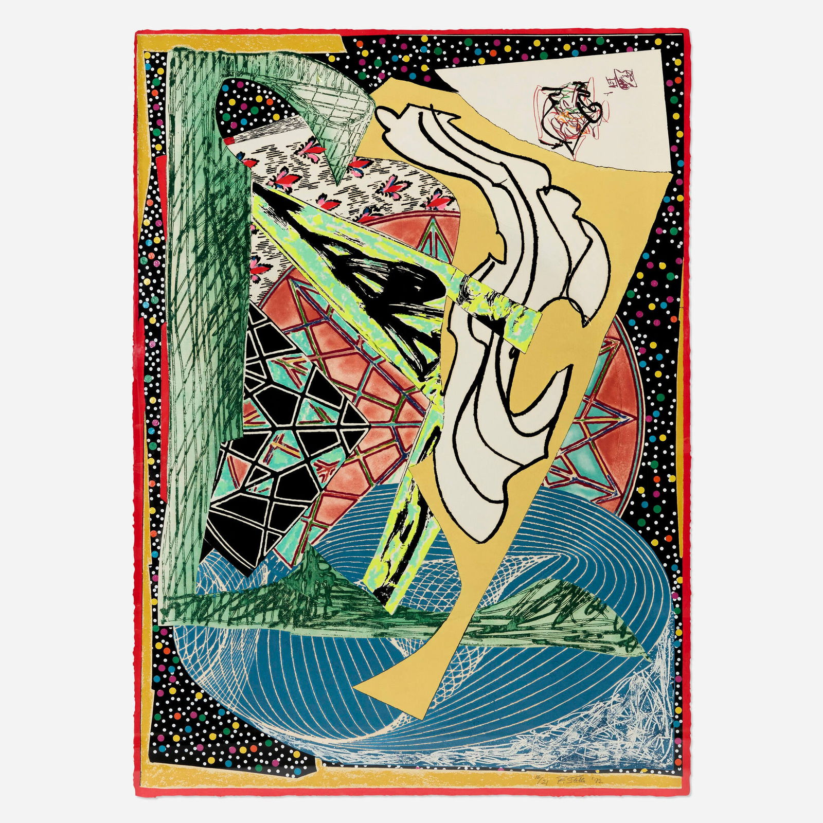 Frank Stella, Jonah Historically Regarded (Dome) (from the Moby Dick Domes series): Frank Stella Jonah Historically Regarded (Dome) (from the Moby Dick Domes series) 1992aquatint, etching, engraving, relief, screenprint and stencil with hand-coloring in acrylic on handmade, shaped TG