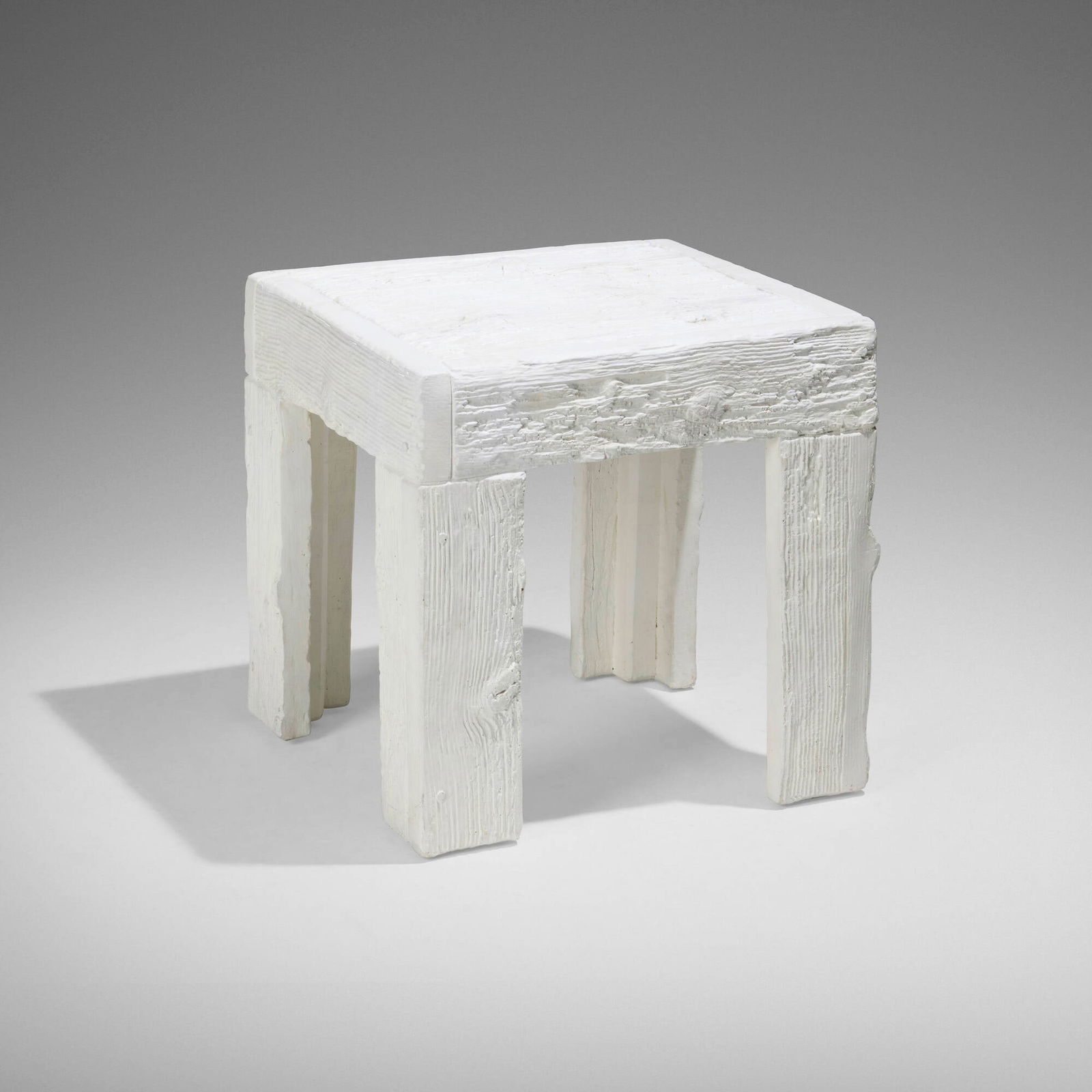 John Dickinson, Rare occasional table, model 102: John Dickinson Rare occasional table, model 102 USA, c. 1975painted plaster 20.5 h x 20.5 w x 20.5 d in (52 x 52 x 52 cm) Literature: John Dickinson & Associates, broch