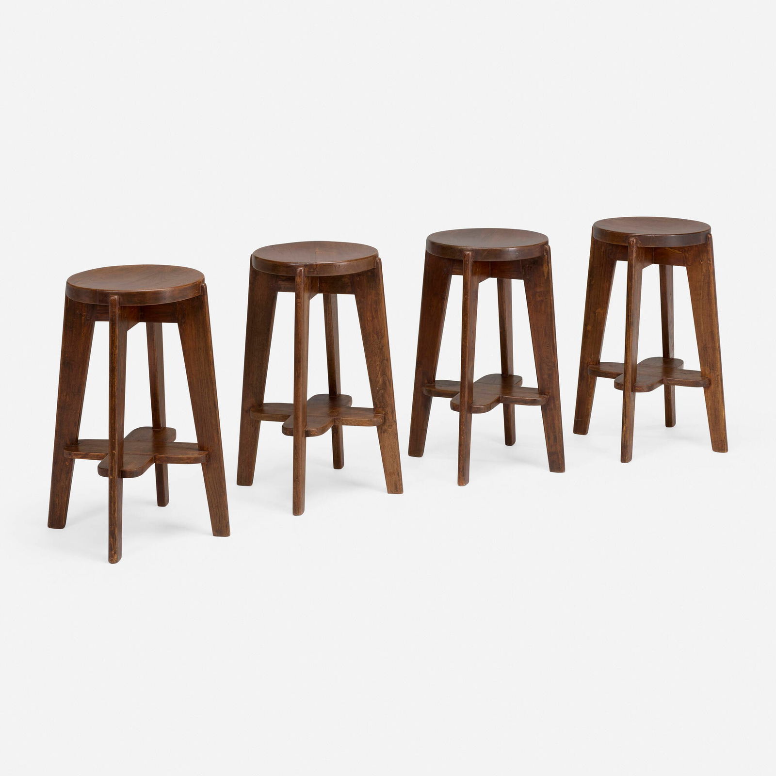 Pierre Jeanneret, High stools from the Scientific Block, Punjab University, Chandigarh, set of four (1 of 3)