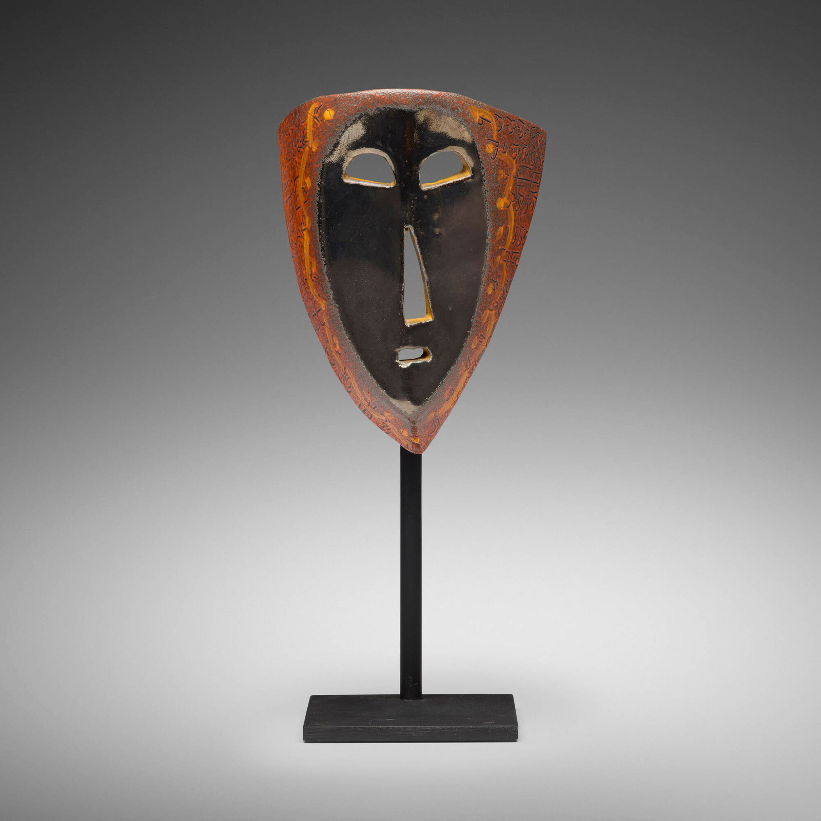 Accolay, Mask: Accolay Mask France, c. 1960glazed earthenware 5.5 h x 4.5 w x 3 d in (14 x 11 x 8 cm) Incised signature and number to verso 'AF 29' with manufacturer's mark 'Accolay'. Provenan
