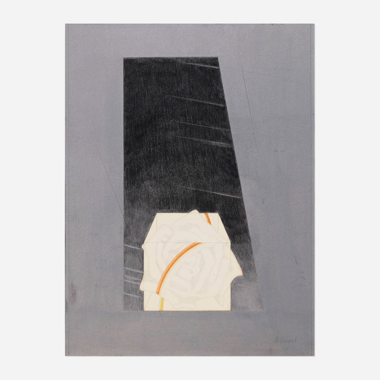 Michelle Stuart, Untitled: Michelle Stuart Untitled graphite, watercolor and silver paint on paper 15 h x 12.375 w in (38 x 31 cm) Signed to lower right 'M Stuart'. Provenance: Private Collection