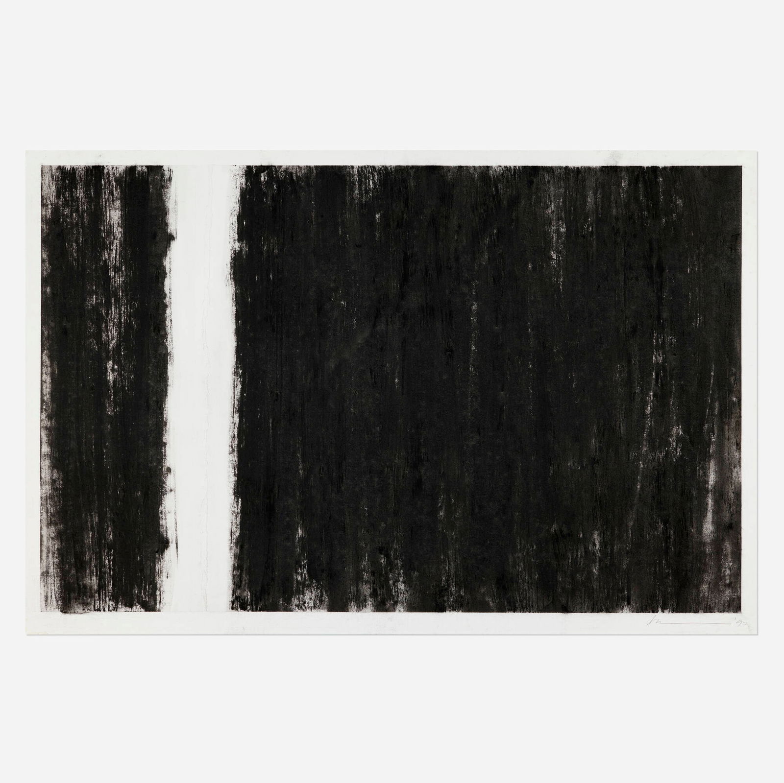 Robert Wilson, Untitled (Pelleas Prologue): Robert Wilson Untitled (Pelleas Prologue) 1997charcoal on paper 31.5 h x 47.125 w in (80 x 120 cm) Signed and dated to lower right 'Robert Wilson '97'. Signed, titled, dated and inscribed to v