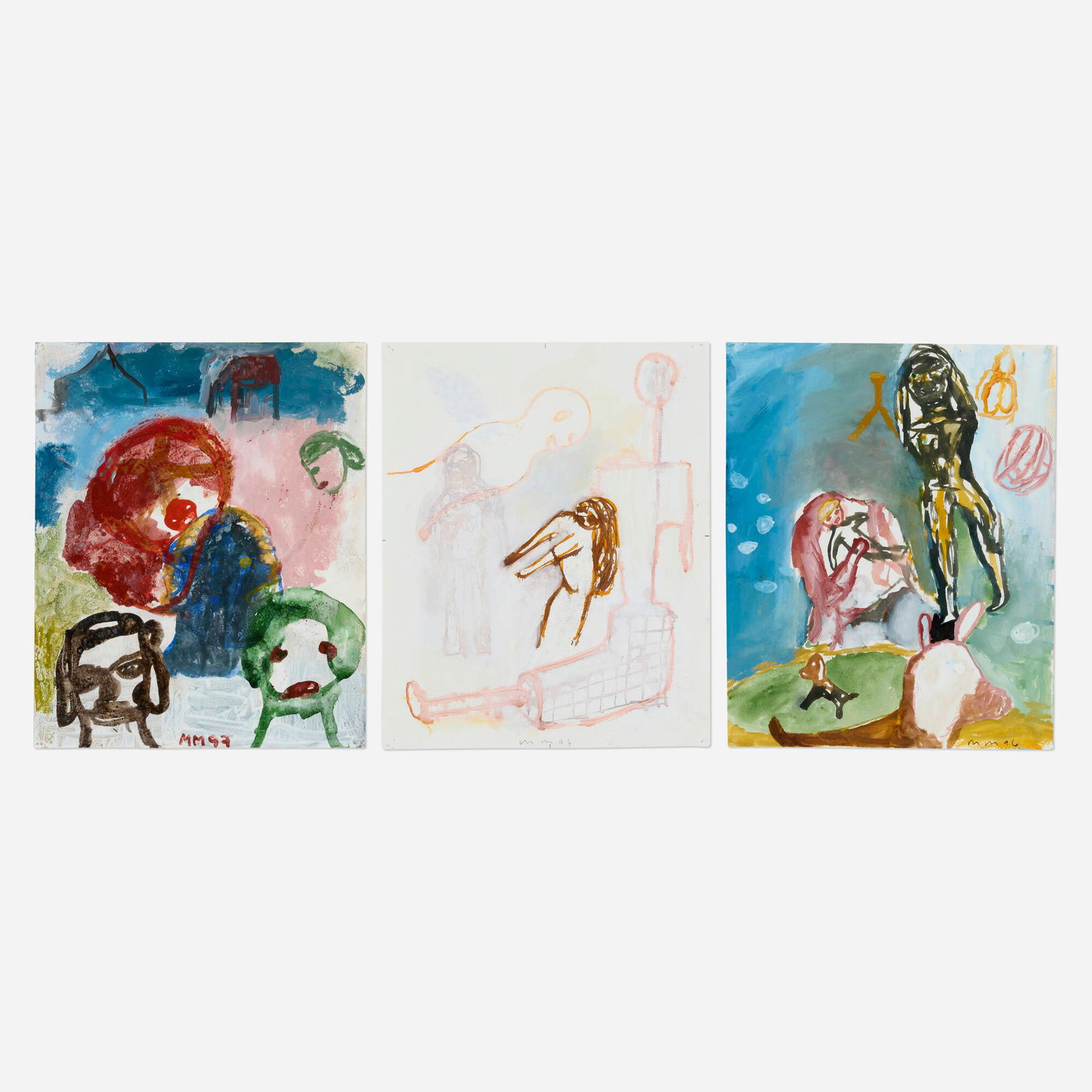 Martin Mull, Three works: Martin Mull Three works 1996, 1997watercolor on paper each: 10.625 h x 8.625 w in (27 x 22 cm) Lot is comprised of Nap (1996), Study for Fool's Paradise (1996), and Small Town