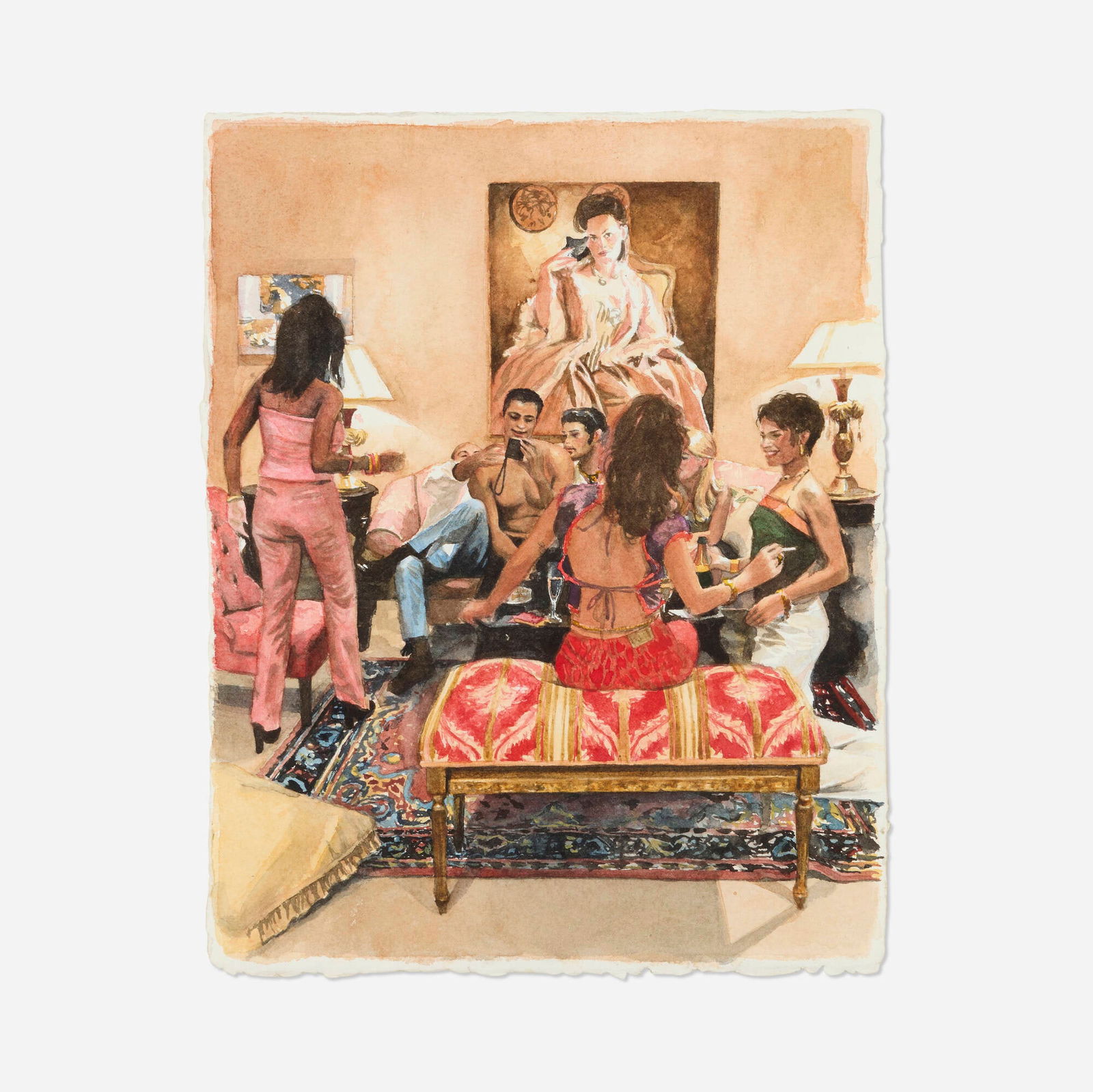 Delia Brown, Suite Life (Performance Still No. 4): Delia Brown Suite Life (Performance Still No. 4) 2000watercolor on paper 14 h x 11 w in (36 x 28 cm) Signed, titled and dated to verso 'Suite Life still no. 4 Delia Brown 2000'.