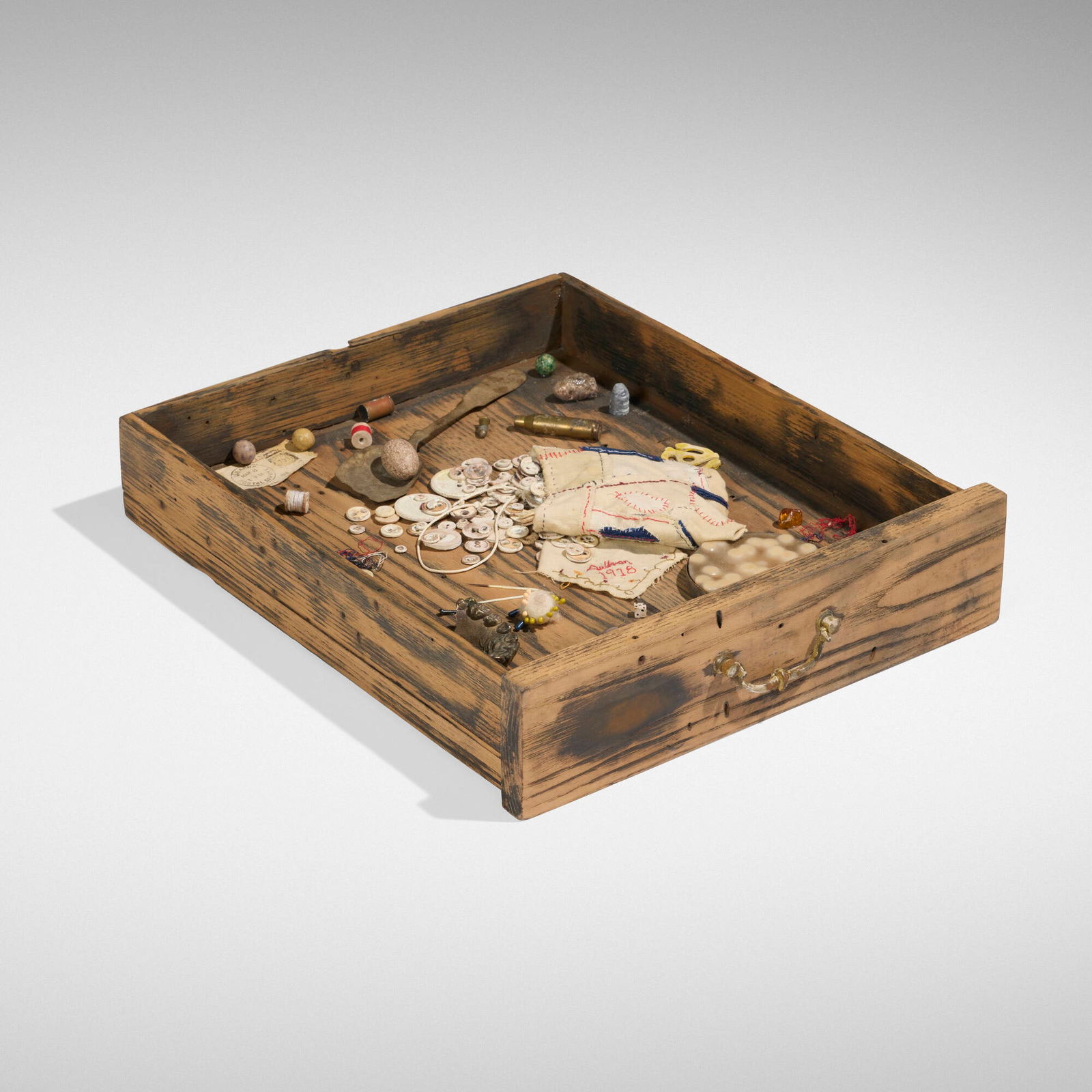 Dario Robleto, The Button Collector: Dario Robleto The Button Collector 2004mixed media assemblage 3.5 h x 13 w x 14.875 d in (9 x 33 x 38 cm) Provenance: Acme, Los Angeles | Acquired from the previous in 2005 by