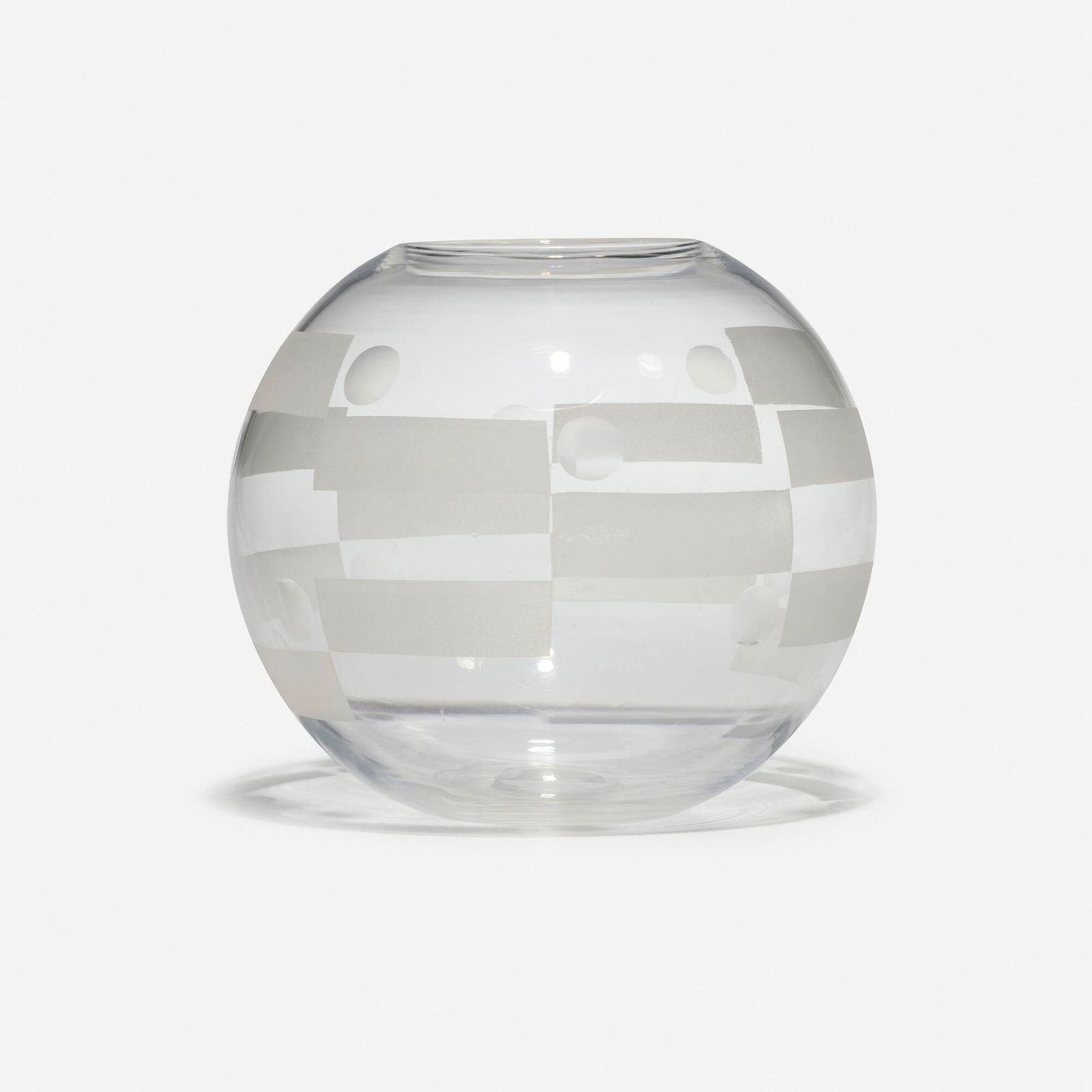 Walter Dorwin Teague, Vase: Walter Dorwin Teague Vase SteubenUSA, 1932hand-blown lead glass 6.75 h x 7.75 dia in (17 x 20 cm) Acid-etched manufacturer's mark to underside 'Steuben'. Provenance: