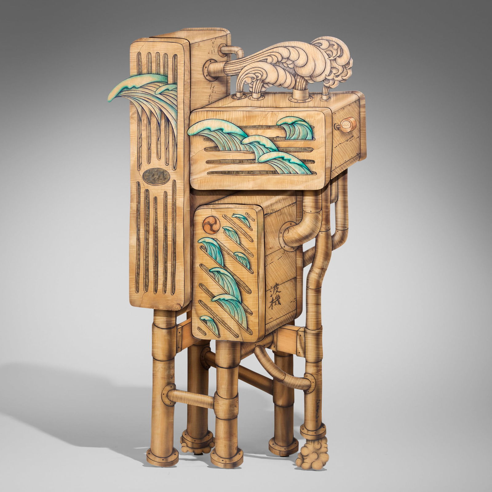 John Cederquist, Wavemaster: John Cederquist Wavemaster USA, 1999baltic birch plywood, figured maple, poplar, epoxy resin inlay, aniline dye, oil-based lithography inks 69.5 h x 40.5 w x 16 d in (177 x 103 x 41 cm) Cabine