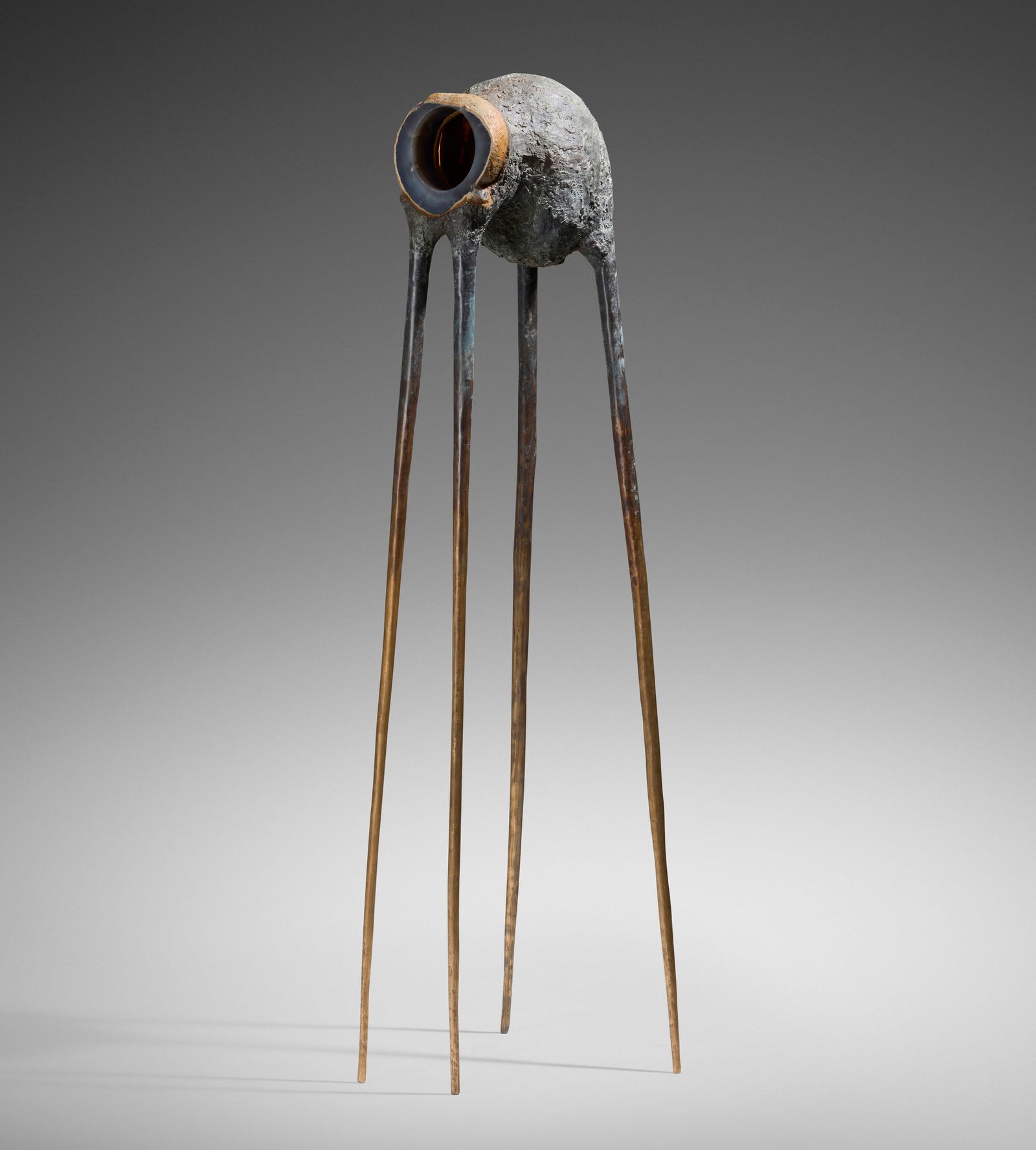 Nacho Carbonell, Time is a Treasure VI (Sculptural Clock): Nacho Carbonell Time is a Treasure VI (Sculptural Clock) Spain, 2013agate, bronze 71 h x 20.5 w x 22 d in (180 x 52 x 56 cm) Etched signature and date to one leg 'Nacho 2013'. This work is uni