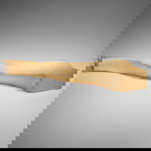 Zaha Hadid, Prototype Glacier bench: Zaha Hadid Prototype Glacier bench Sawaya & MoroniUnited Kingdom / Italy, 2000plywood with natural finish in two parts 19.5 h x 197 w x 49 d in (50 x 500 x 124 cm) Proceeds from this wor