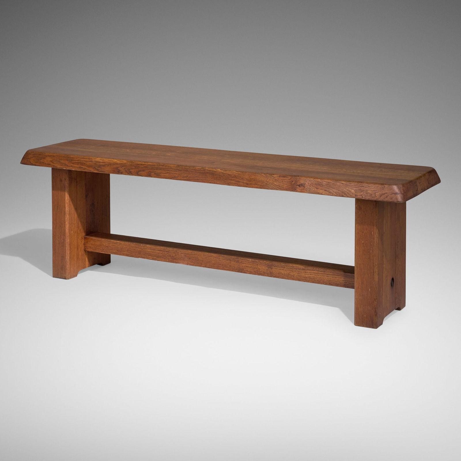 Pierre Chapo, Bench, model S14A: Pierre Chapo Bench, model S14A France, c. 1980oak, steel 17 h x 51.25 w x 13.5 d in (43 x 130 x 34 cm) Provenance: Magen H Gallery, New York | Private Collection <