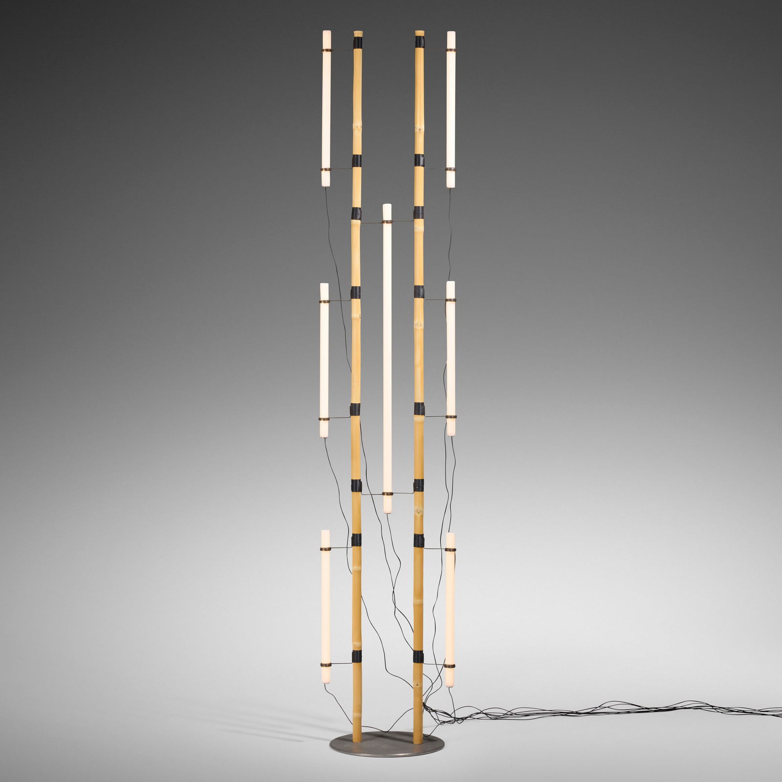 Michael Anastassiades, BL006: Michael Anastassiades BL006 England, 2021Moso bamboo, waxed linen thread, pewter, steel, brass, borosilicate glass 91 h x 16.75 w x 14.75 d in (231 x 43 x 37 cm) Stamped signature to crate 'Mi