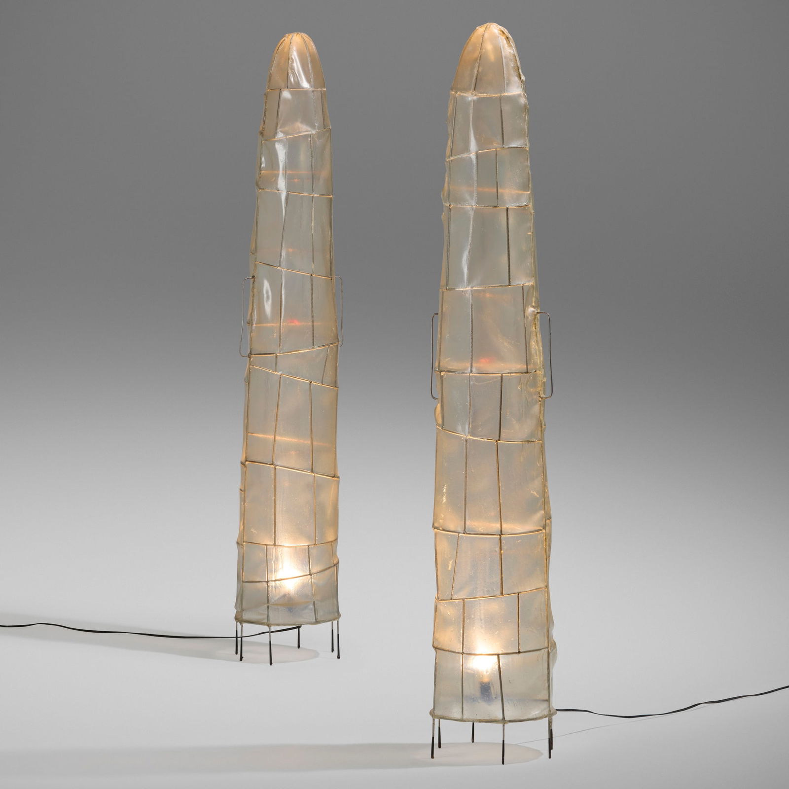 Stefan Lindfors, Ephemeron lighted sculptures, pair: Stefan Lindfors Ephemeron lighted sculptures, pair Finland, 1995resin-coated fiberglass, steel, painted dragonfly 72 h x 13 w x 11 d in (183 x 33 x 28 cm) 71 h x 13 w x 11 d in (180 x 33 x 28 cm)<