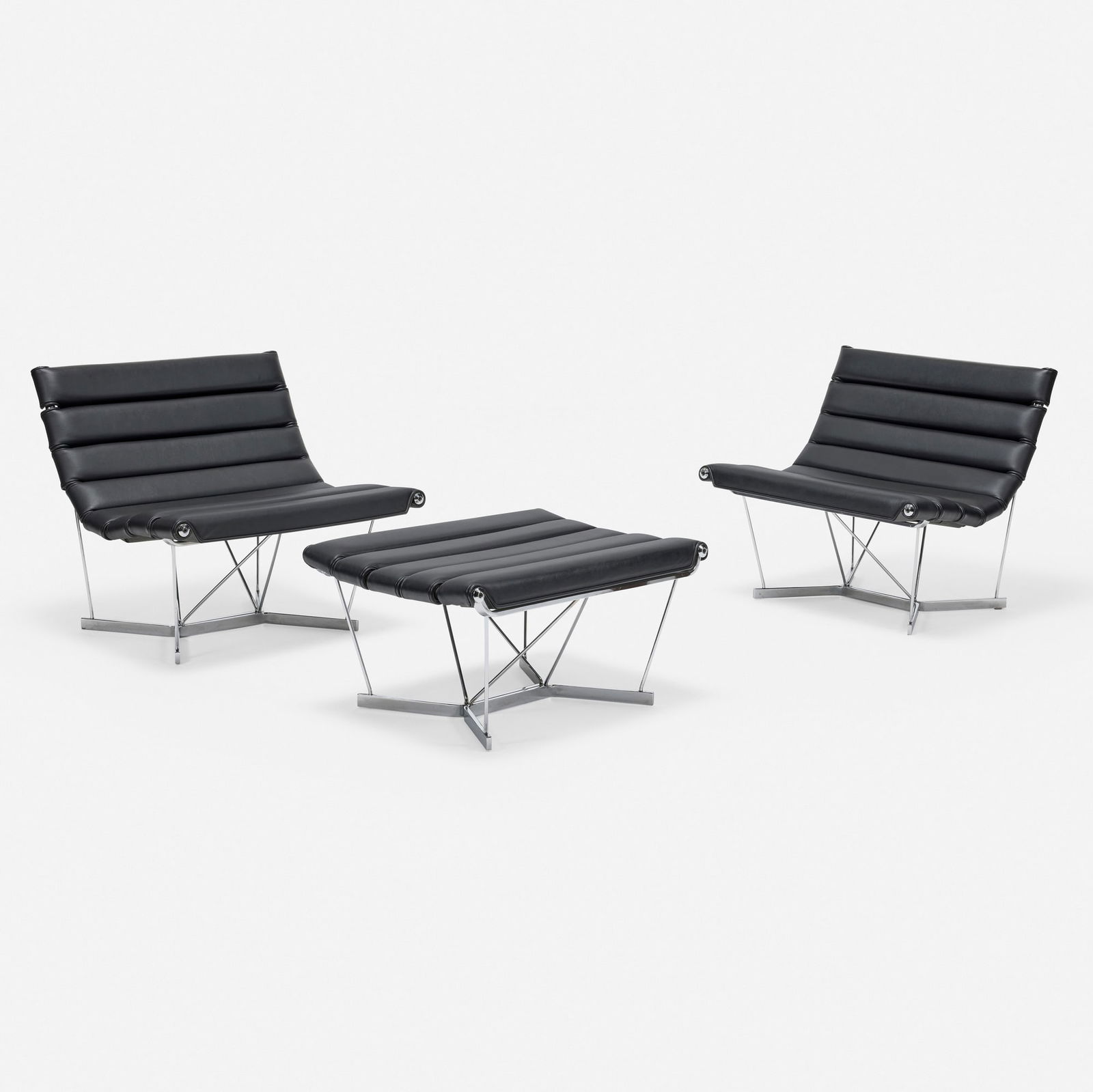 George Nelson & Associates, Catenary chairs model 6380, pair, and ottoman (1 of 5)