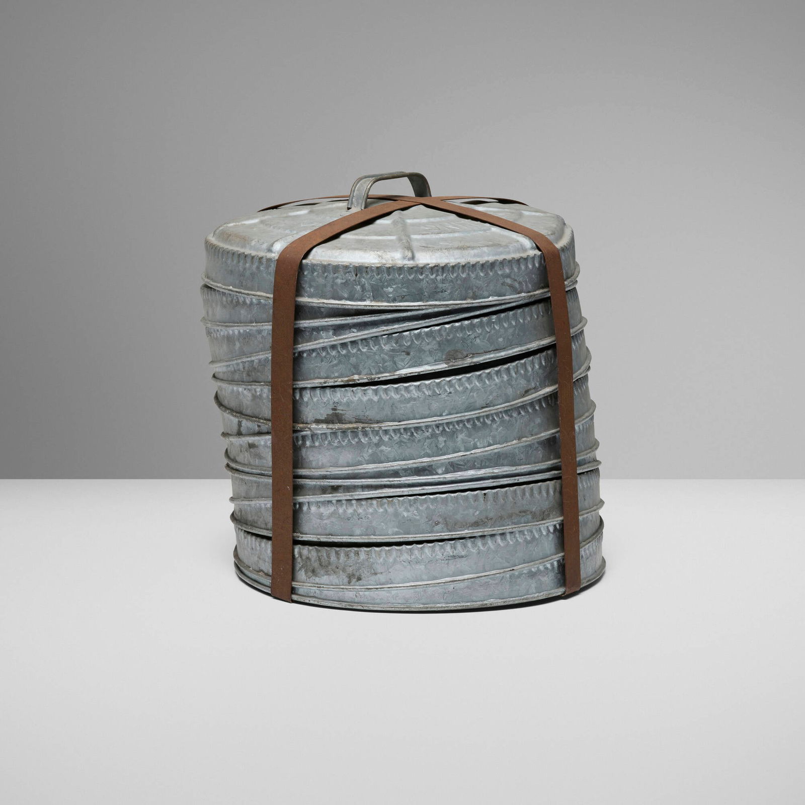 American, Twelve trash can lids with strap (1 of 4)