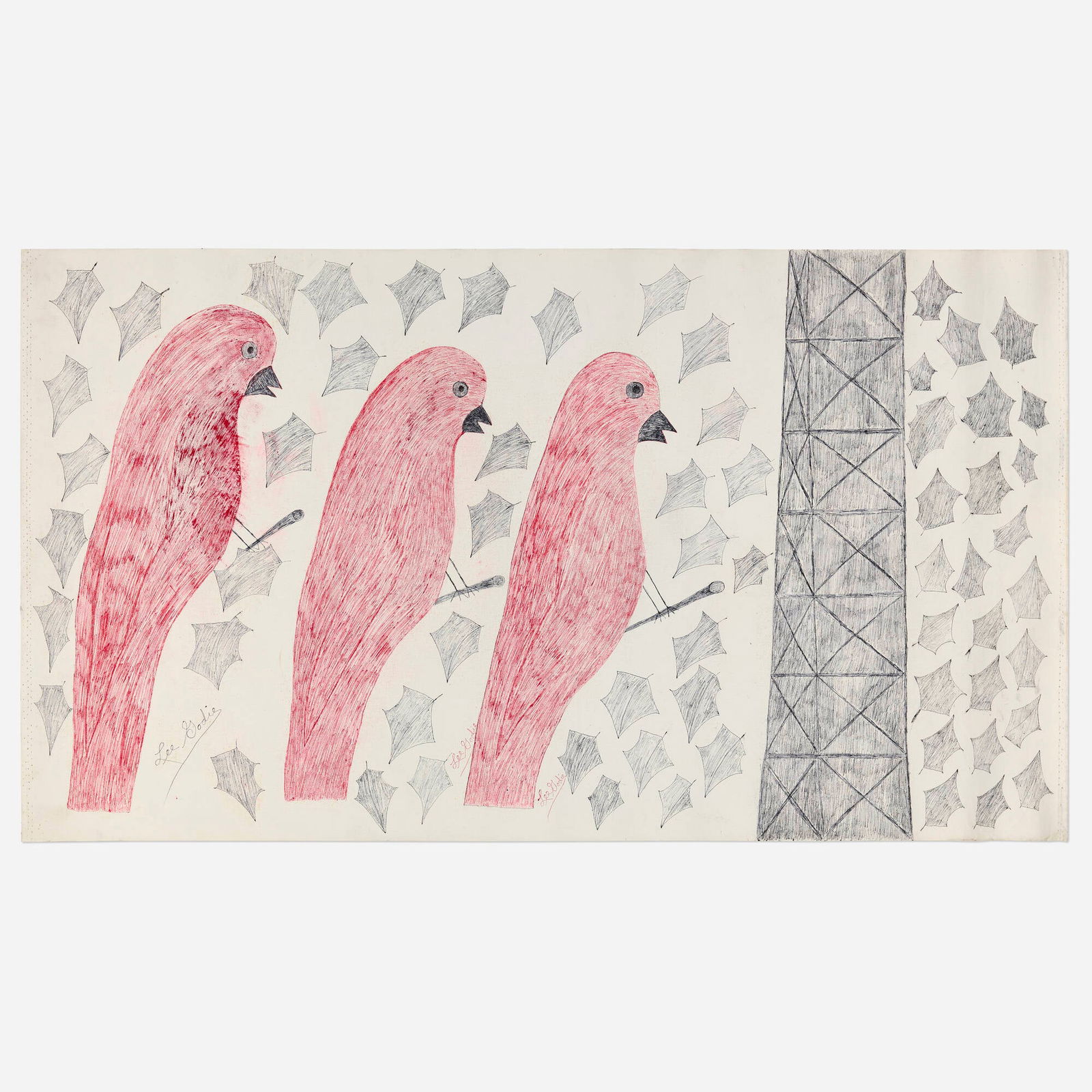 Lee Godie, Untitled (Red Bird) (1 of 3)