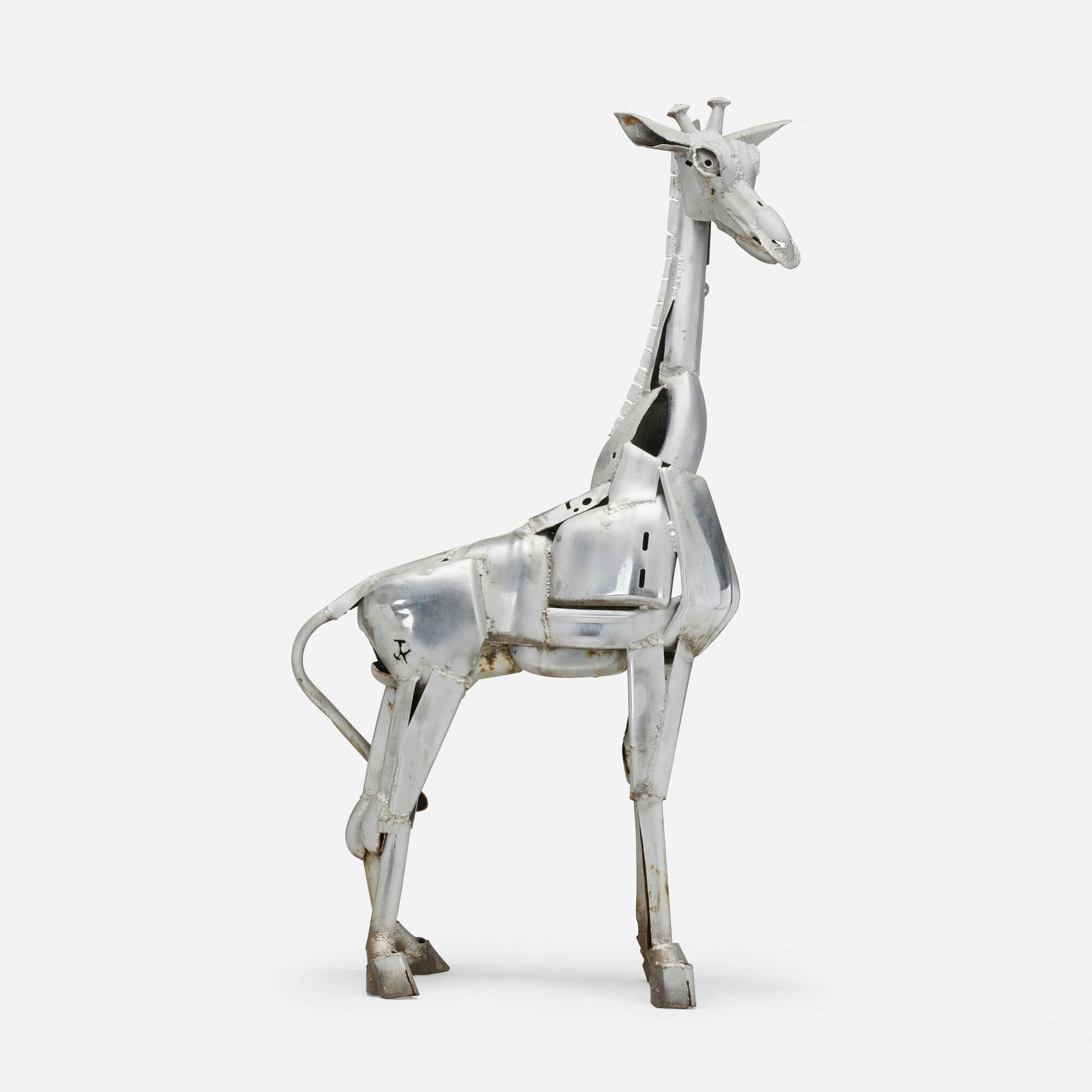 John Kearney, Baby Giraffe: John Kearney Baby Giraffe welded found steel objects 64.5 h x 32.5 w x 17 d in (164 x 83 x 43 cm) Torch-cut signature to giraffe's back right leg 'JK'. Provenance: Acquired d