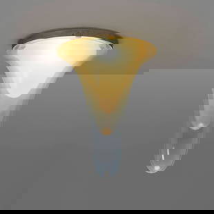 Carlo Nason, Ceiling lamp, model LS 144: Carlo Nason Ceiling lamp, model LS 144 A.V. MazzegaItaly, c. 1969glass, white glass, nickel-plated steel 21.625 h x 16 dia in (55 x 41 cm) Provenance: Private Collection