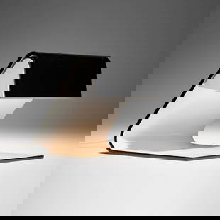 Marcello Cuneo, Studio table lamp: Marcello Cuneo Studio table lamp StilnovoItaly, 1968Plexiglas, enameled aluminum 9.5 h x 10.75 w x 10 d in (24 x 27 x 25 cm) Lamp features two possible orientations. Decal manufacturer's
