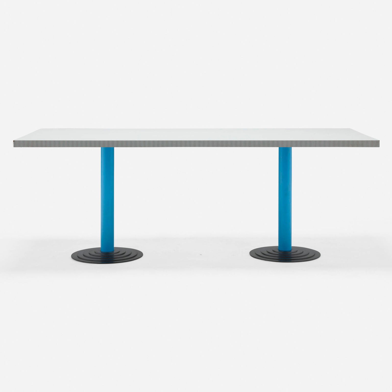 Antonia Astori, Kroma dining table: Antonia Astori Kroma dining table DriadeItaly, c. 1985laminate, enameled steel 29 h x 78.75 w x 35.5 d in (74 x 200 x 90 cm) This work will ship from Chicago, Illinois.