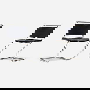 Ludwig Mies van der Rohe, MR10 chairs, pair: Ludwig Mies van der Rohe MR10 chairs, pair Knoll AssociatesGermany / USA, 1927 / c. 1965leather, chrome-plated steel 32 h x 18.5 w x 26.5 d in (81 x 47 x 67 cm) Decal manufacturer's labe