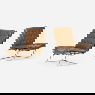 Ludwig Mies van der Rohe, Tugendhat chairs, pair: Ludwig Mies van der Rohe Tugendhat chairs, pair Knoll AssociatesGermany / USA, 1929 / c. 1960leather upholstery, stainless steel 31.75 h x 30 w x 29.75 d in (81 x 76 x 76 cm) Paper manuf