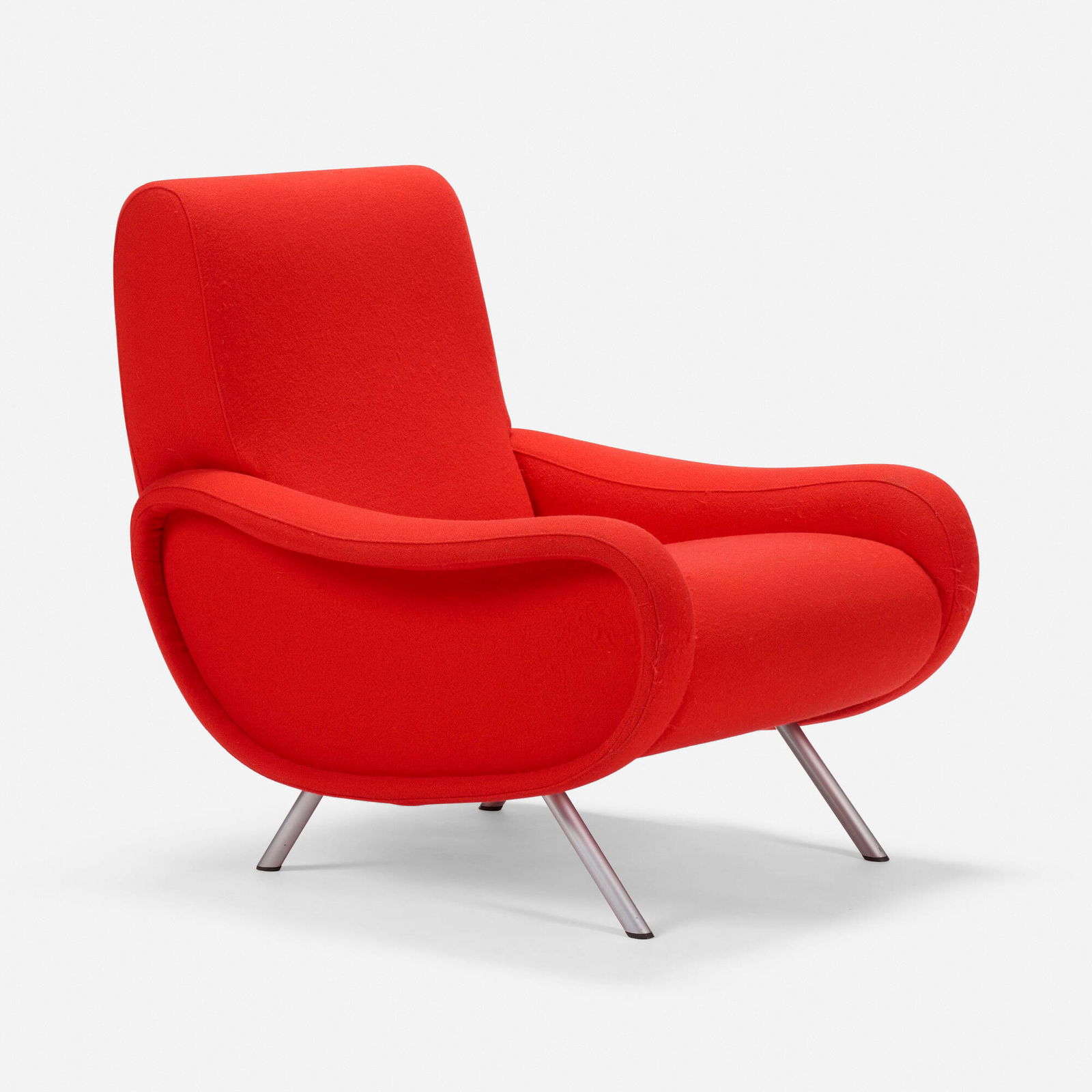 Marco Zanuso, Lady lounge chair: Marco Zanuso Lady lounge chair ArflexItaly, 1951 / c. 2000upholstery, matte chrome-plated steel 31 h x 30.5 w x 32.5 d in (79 x 77 x 83 cm) Literature: Il Mobile ital