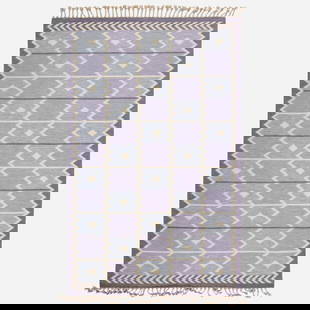 Swedish, Flatweave carpet: Swedish Flatweave carpet c. 1960 hand-woven wool 5'3" x 8'3" in (160 x 251 cm) This work will ship from Chicago, Illinois.