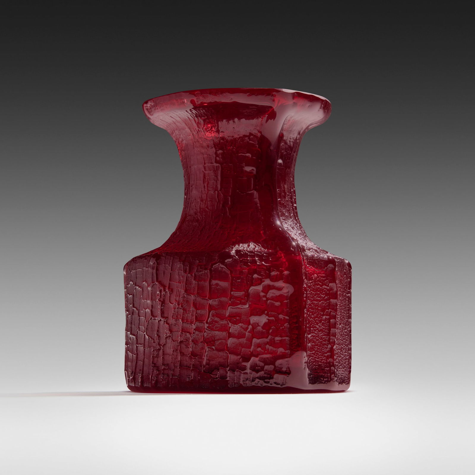 Timo Sarpaneva, Kekkerit vase, model 3351: Timo Sarpaneva Kekkerit vase, model 3351 IittalaFinland, c. 1965glass 7 h x 5.625 dia in (18 x 14 cm) Etched signature and number to underside 'Timo Sarpaneva 3351'. Decal manufacturer's