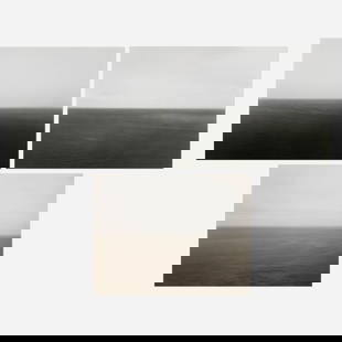 Hiroshi Sugimoto, Three works from the Time Exposed portfolio: Hiroshi Sugimoto Atlantic Ocean; North Sea; Melton Sea (three works from the Time Exposed portfolio) 1986-90 / printed 1991offset lithograph on Mitsubishi Real Art Both Sides and mounted to Peach Kent