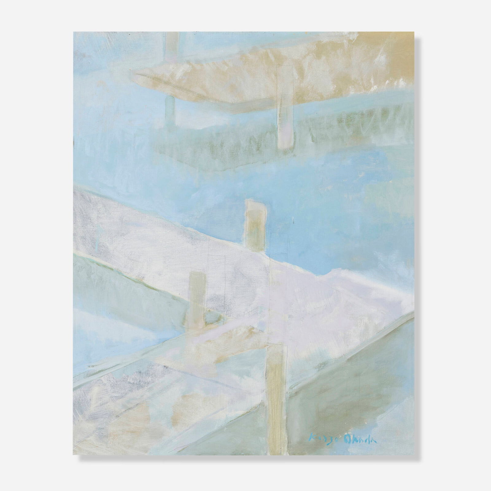 岡田成生 作品集 2012-2015 WATERCOLOR Collage On Canvas By Kenzo Okada, C1970