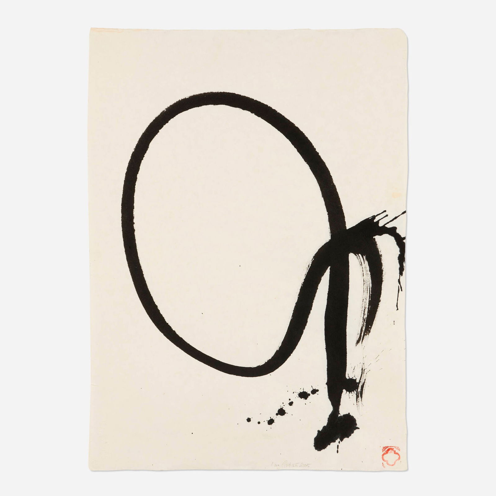 Max Gimblett, Mirror Flop: Max Gimblett Mirror Flop 2005Sumi ink on handmade paper 30.5 h x 21.75 w in (77 x 55 cm) Signed and dated to lower edge 'Max Gimblett 2005'. This work will ship from Lamber
