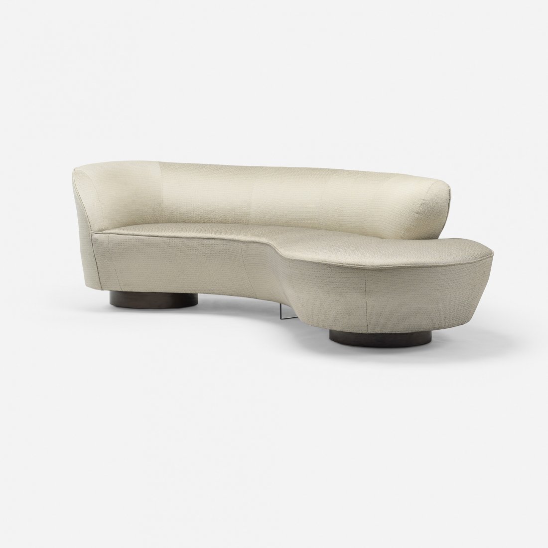 Vladimir Kagan sofa: Vladimir Kagan sofa Directional USA, c. 1980 upholstery, rosewood, acrylic 99.5 w x 52 d x 29.5 h inches Signed with applied fabric manufacturer's label to underside: [Directional Made in USA].