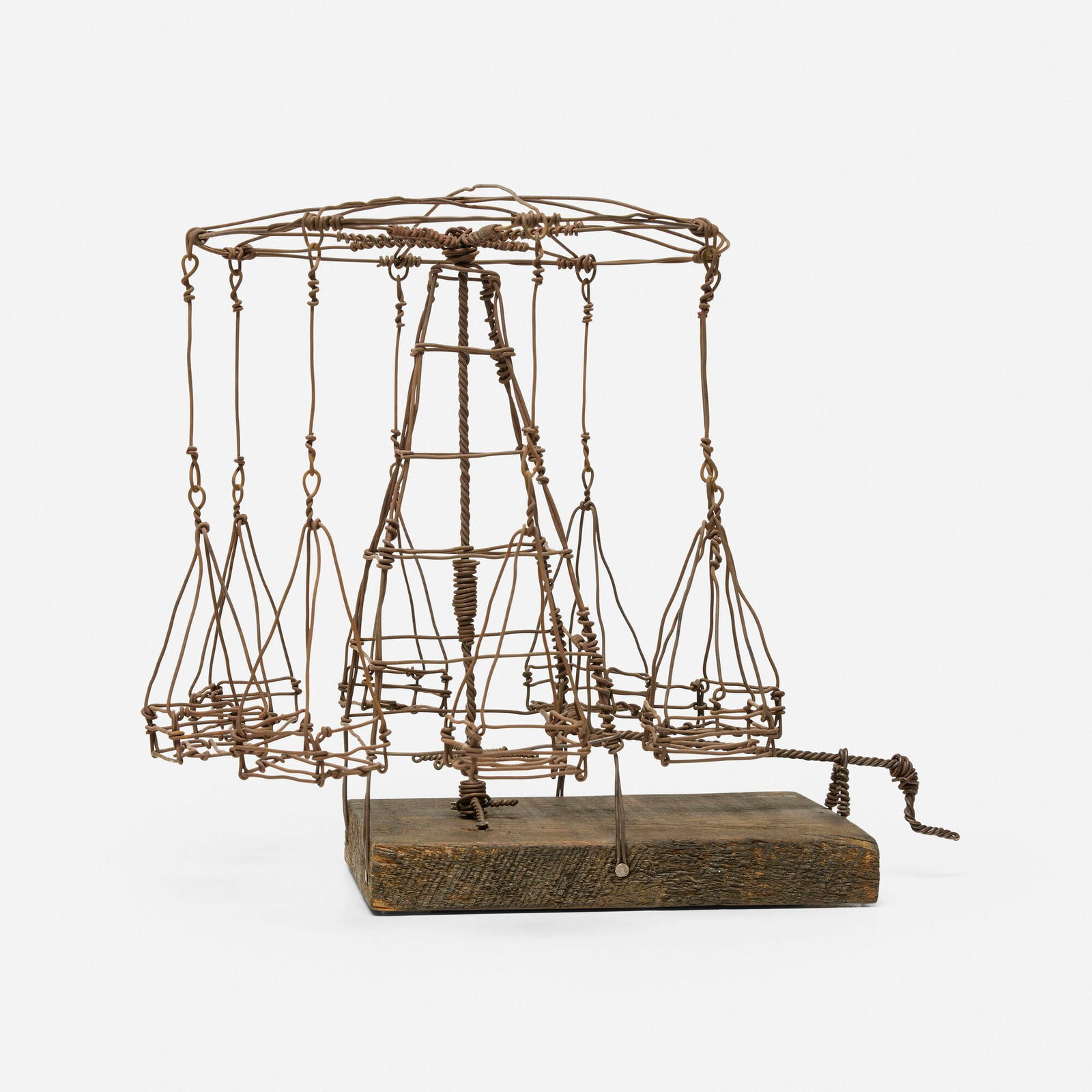 Mexican, Folk art carousel: Mexican Folk art carousel c. 1970wire, wood 8.5 h x 12 w x 9 d in (22 x 30 x 23 cm) Provenance: Collection of Bertrand Goldberg, Chicago | Thence by descent, Collection of Lis