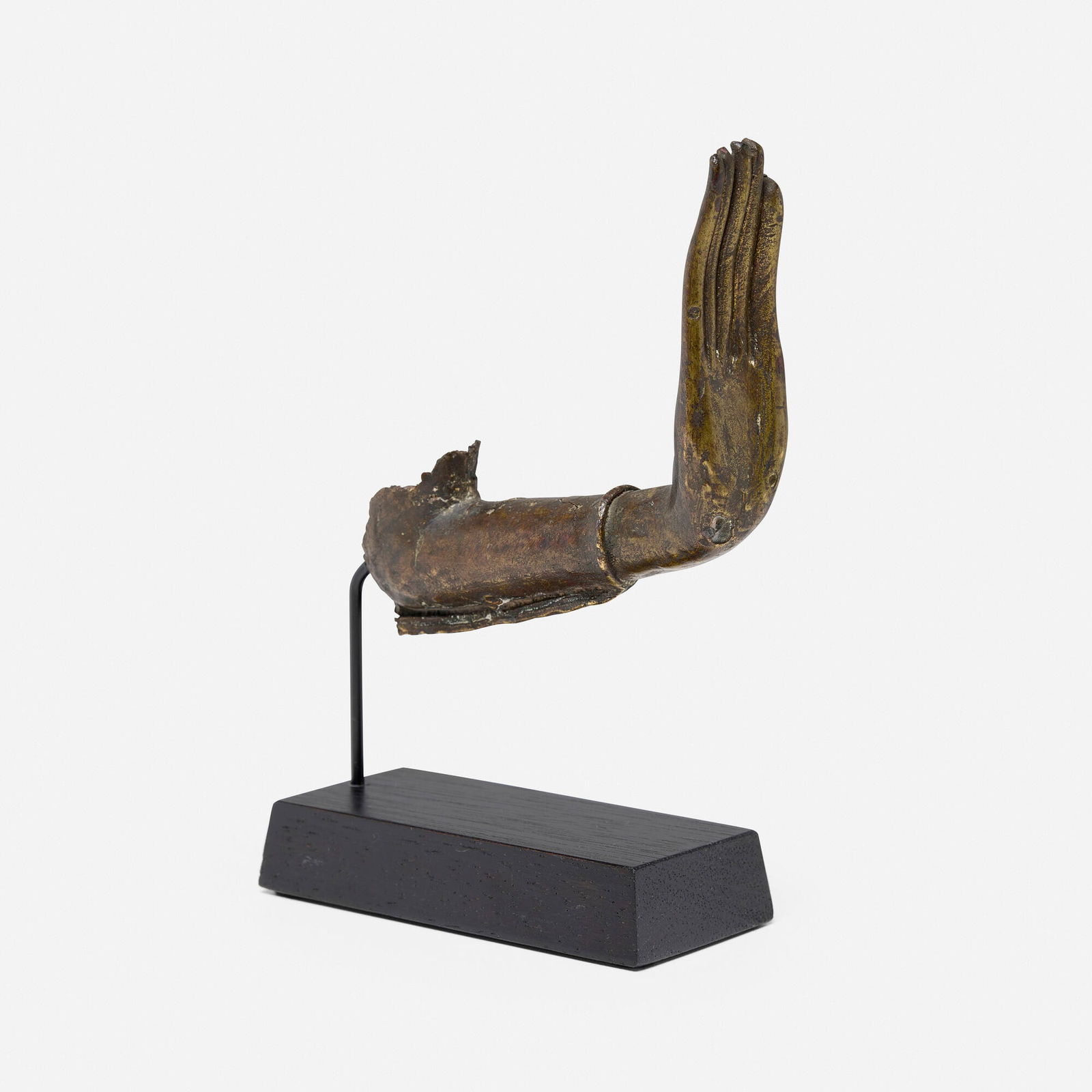 Thai, Buddha arm fragment: Thai Buddha arm fragment brass 6.75 h x 4.5 w x 2 d in (17 x 11 x 5 cm) Provenance: Collection of Bertrand Goldberg | Thence by descent, Collection of Lisa Goldberg, New York