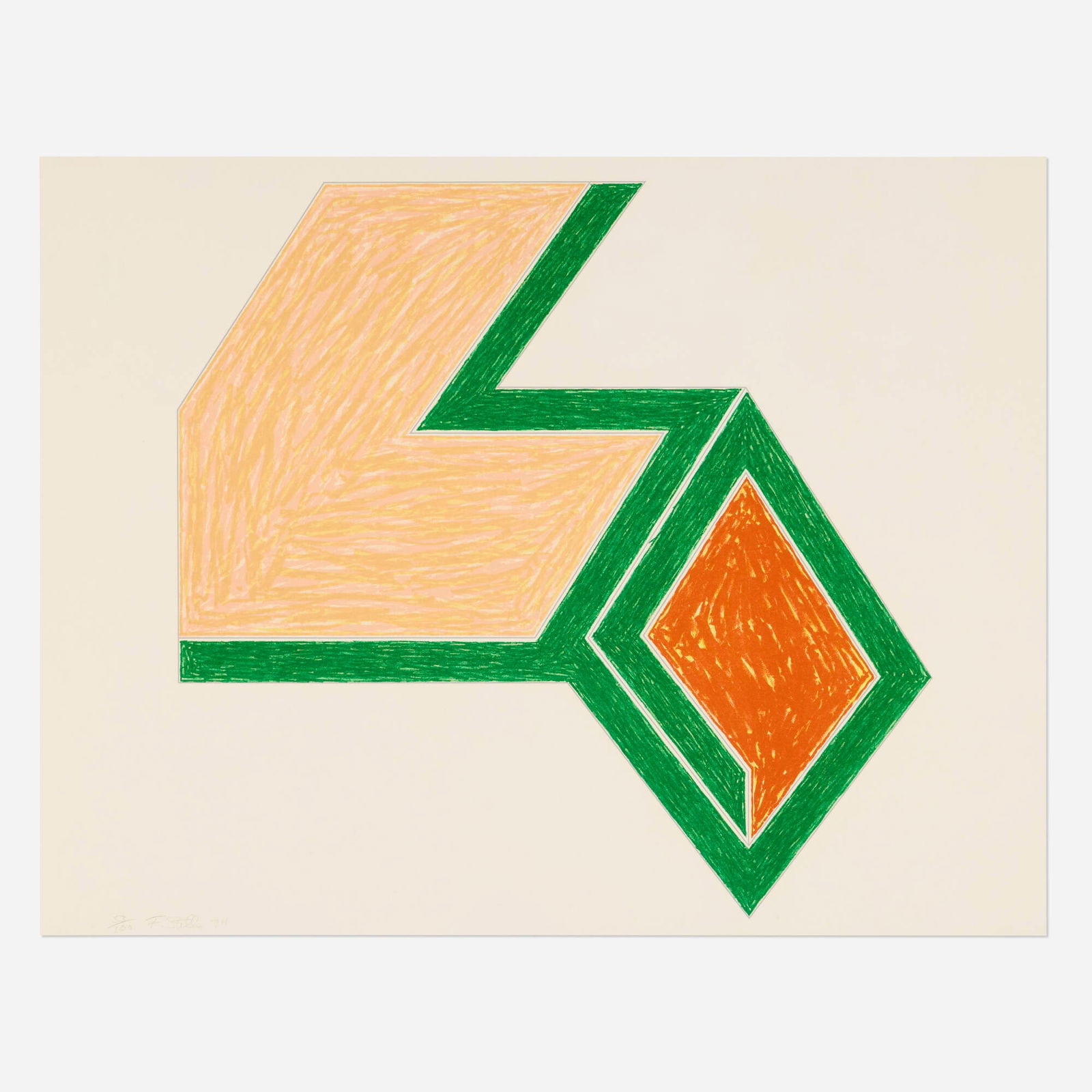 Frank Stella, Effingham (from the Eccentric Polygons series): Frank Stella Effingham (from the Eccentric Polygons series) 1974lithograph in colors 17.25 h x 22.25 w in (44 x 57 cm) Signed, dated and numbered to lower edge '53/100 F. Stella 74'. This work