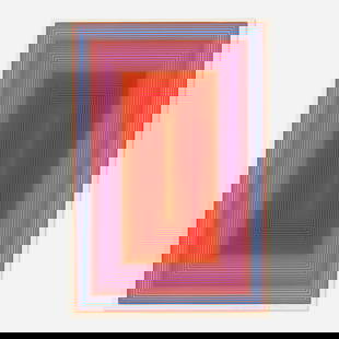 Richard Anuszkiewicz, Silent Red: Richard Anuszkiewicz Silent Red 1972screenprint in colors image: 18 h x 12 w in (46 x 30 cm) sheet: 20.5 h x 14.5 w in (52 x 37 cm) Signed, dated and numbered 'Anuszkiewicz A.P. 1972'. This