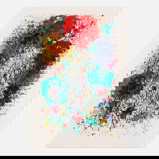 Sam Francis, Untitled (SF-229): Sam Francis Untitled (SF-229) 1983offset lithograph in colors on Arches image: 35 h x 21.375 w in (89 x 54 cm) sight: 39.75 h x 27.75 w in (101 x 70 cm) Artist's estate and publisher's stam