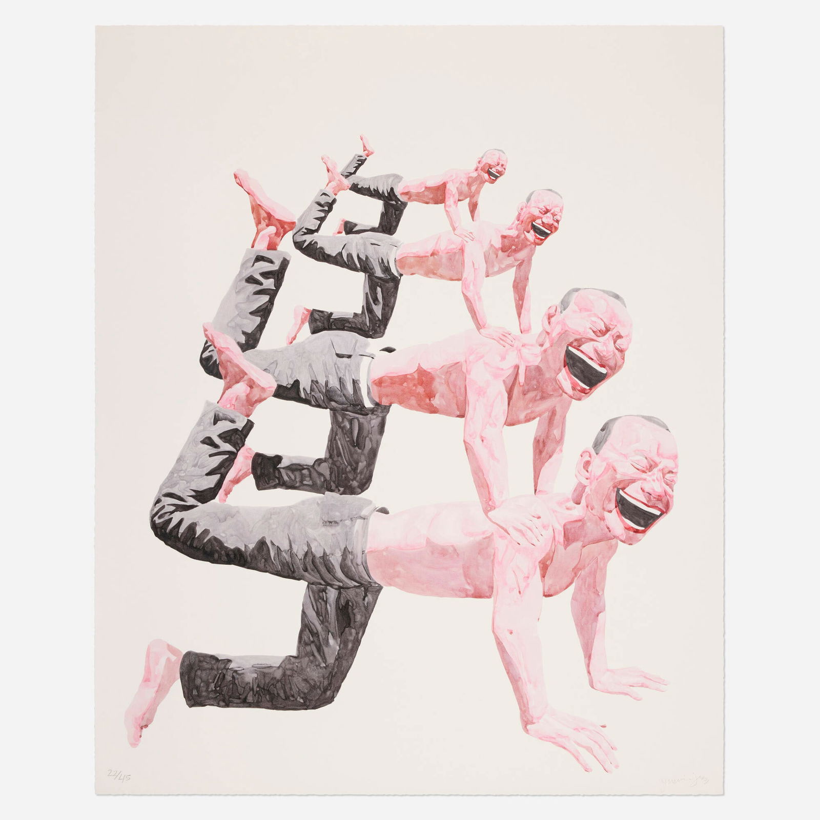 Yue Minjun, Untitled (Smile-ism No. 10): Yue Minjun Untitled (Smile-ism No. 10) 2006lithograph in colors 43.25 h x 35.375 w in (110 x 90 cm) Signed and numbered to lower edge '22/45 Yue Minjun'. This work is number 22 from the editio