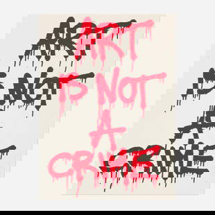 Mr. Brainwash, Art is Not a Crime: Mr. Brainwash Art is Not a Crime 2011screenprint in colors 30 h x 22.25 w in (76 x 57 cm) Signed and numbered to lower and right edges '240/300 Mr. Brainwash'. Dated with artist's thumbprint t
