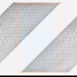 Indian, Dhurrie flatweave carpet: Indian Dhurrie flatweave carpet c. 1940woven cotton 12'1" x 18' in (368 x 549 cm) This work will ship from Lambertville, New Jersey.
