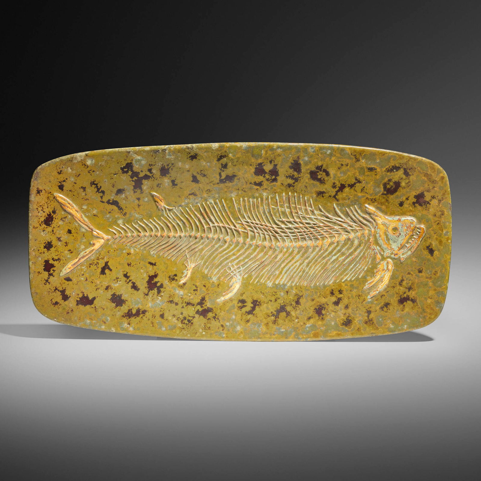 Hans Hedberg, Large platter: Hans Hedberg Large platter Sweden, c. 1960glazed earthenware 2 h x 26.5 w x 12.5 d in (5 x 67 x 32 cm) Incised signature to underside 'Hhg'. Provenance: Galerie Eric Ph