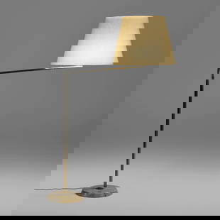Giuseppe Ostuni, Floor lamp, model 306: Giuseppe Ostuni Floor lamp, model 306 O-LuceItaly, c. 1950brass, marble 74.375 h x 23 dia in (189 x 58 cm) This articulating floor lamp can be extended perpendicularly or retracted into