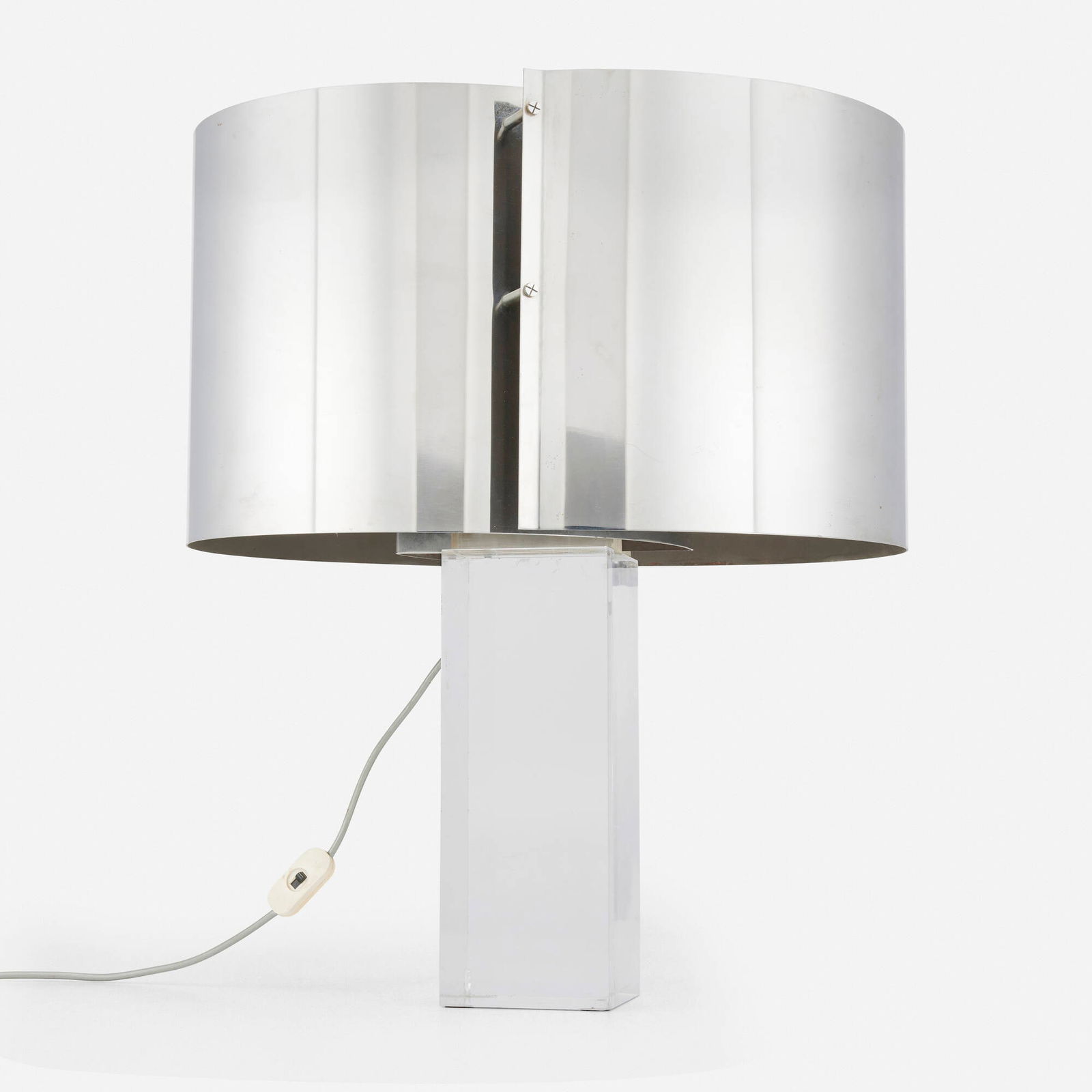 Fabrizio Cocchia and Gianfranco Fini, Rare table lamp: Fabrizio Cocchia and Gianfranco Fini Rare table lamp Italy, c. 1975aluminum, acrylic 23 h x 19.25 w x 16.5 d in (58 x 49 x 42 cm) This work will ship from Los Angeles, California