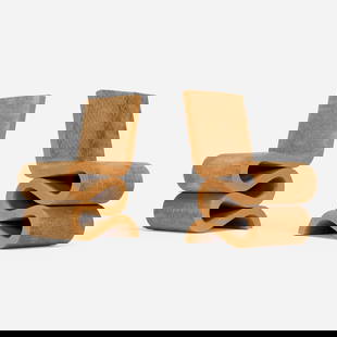 Frank Gehry, Wiggle chairs, pair: Frank Gehry Wiggle chairs, pair Easy Edges, Inc.Canada/USA, 1972laminated cardboard, Masonite 33.5 h x 19.5 w x 22.5 d in (85 x 50 x 57 cm) Provenance: Estate of Jack Br