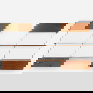 George Nelson & Associates, CSS (Comprehensive Storage System): George Nelson & Associates CSS (Comprehensive Storage System) Herman MillerUSA, 1959walnut, aluminum, lacquered Masonite 79.5 h x 146 w x 21 d in (202 x 371 x 53 cm) Wall system is compr