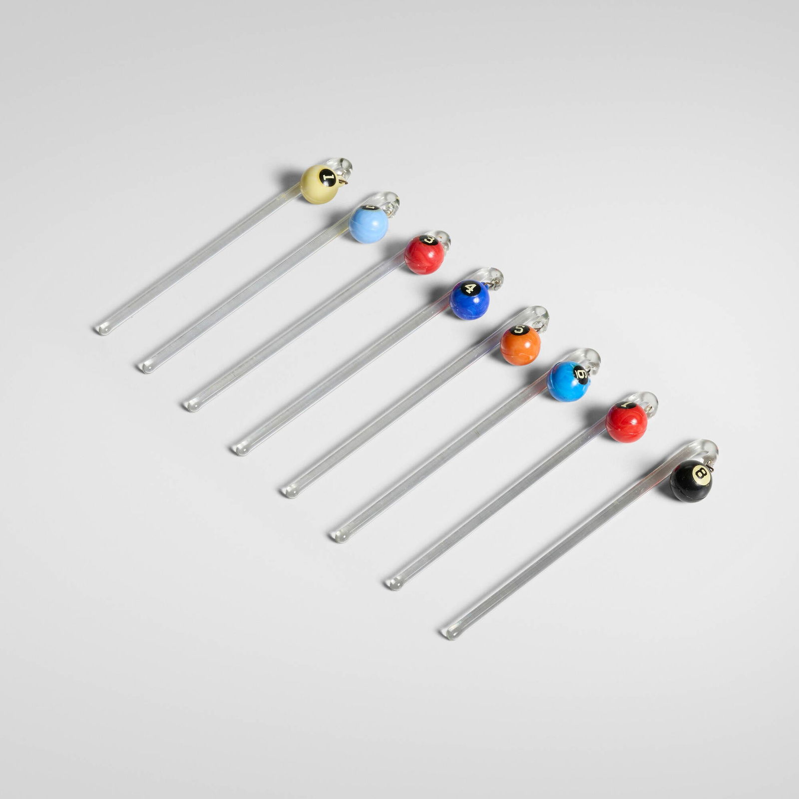 Milbert Company, Hangover Stirrers with pool balls, set of eight (1 of 3)